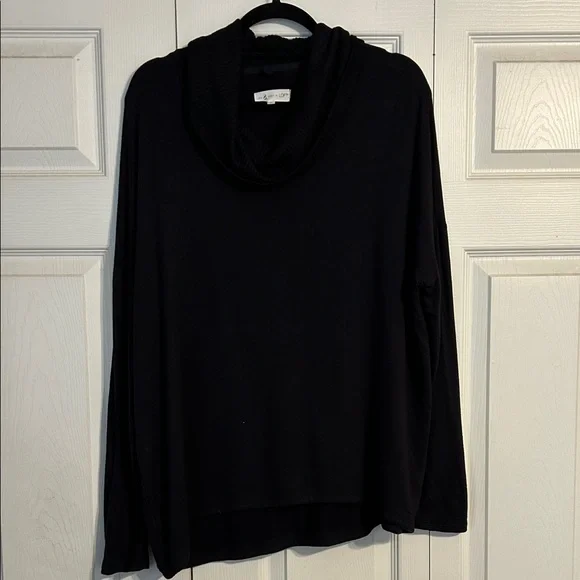 LOU & GREY Ann Taylor Loft Black Black Cowl Neck Sweater Large Softblend Lite - Picture 2 of 7